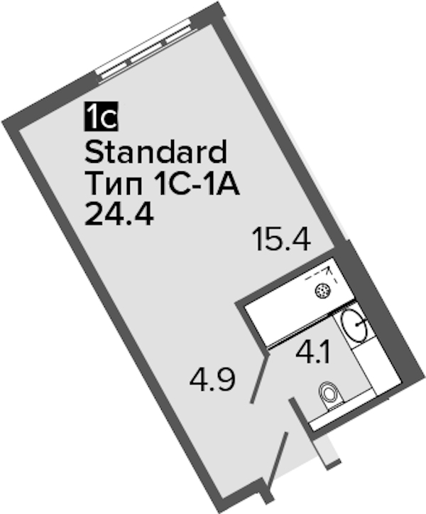 Квартира студия 24.4 м², 11/16 эт., Апарт-отель «ARTSTUDIO M103»